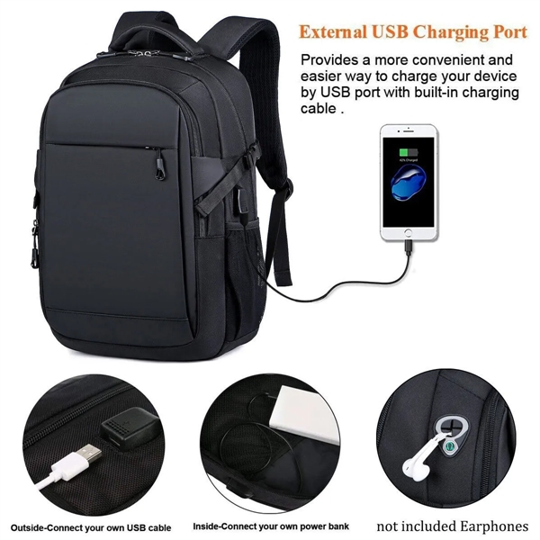 Business USB 15.6 inch Travel Laptop Backpack - Business USB 15.6 inch Travel Laptop Backpack - Image 3 of 5