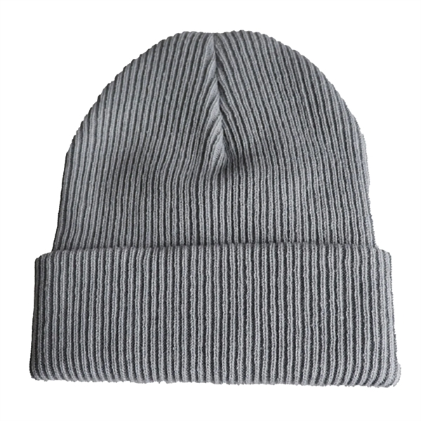 Cuffed Knit Beanie With Faux Leather Patch - Cuffed Knit Beanie With Faux Leather Patch - Image 0 of 3