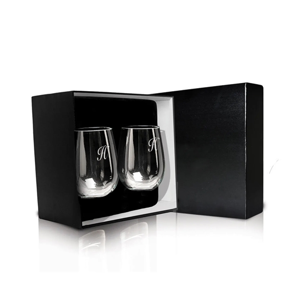 Stemless White Wine Glass Set - 17 oz Sand Etched w/ Giftbox - Stemless White Wine Glass Set - 17 oz Sand Etched w/ Giftbox - Image 0 of 0