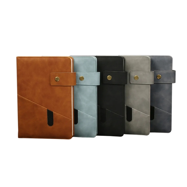 Leather Cover Notebook w/  Phone Pocket - Leather Cover Notebook w/  Phone Pocket - Image 0 of 4