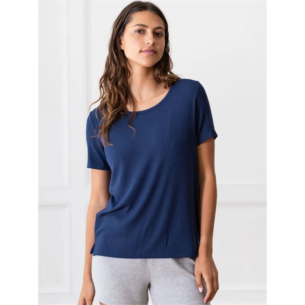 Rib-Knit Bamboo Short Sleeve Lounge Top - Rib-Knit Bamboo Short Sleeve Lounge Top - Image 1 of 4