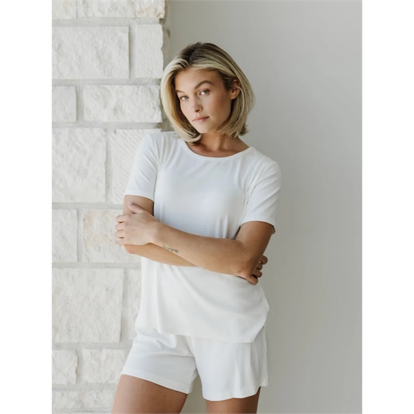 Rib-Knit Bamboo Short Sleeve Lounge Top - Rib-Knit Bamboo Short Sleeve Lounge Top - Image 3 of 4