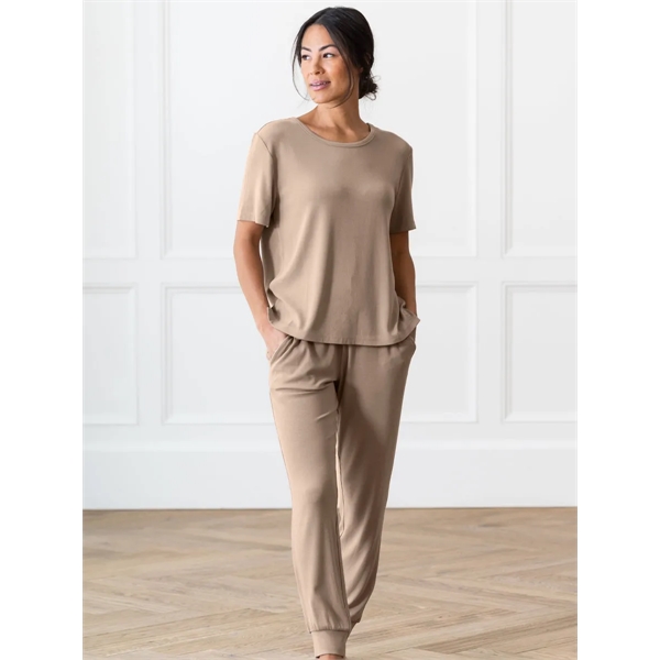Rib-Knit Bamboo Short Sleeve Lounge Top - Rib-Knit Bamboo Short Sleeve Lounge Top - Image 4 of 4