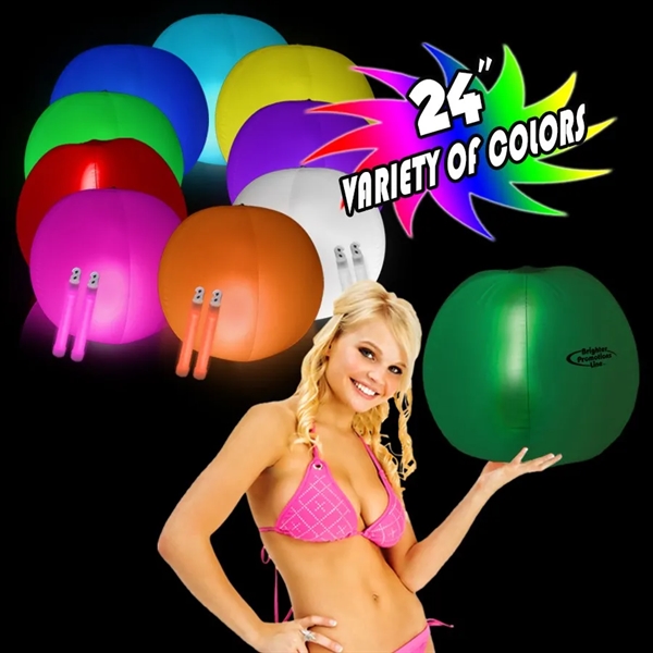 24 Inch Inflatable Beach Ball with 2 - 6 Inch ORANGE Glow St - 24 Inch Inflatable Beach Ball with 2 - 6 Inch ORANGE Glow St - Image 1 of 8