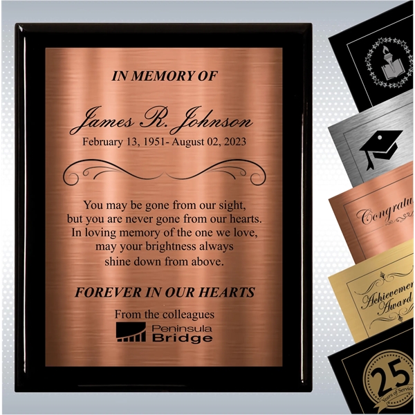 Black Piano Finish Wood Plaque Memorial Gift Award - Black Piano Finish Wood Plaque Memorial Gift Award - Image 0 of 19