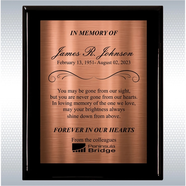 Black Piano Finish Wood Plaque Memorial Gift Award - Black Piano Finish Wood Plaque Memorial Gift Award - Image 1 of 19