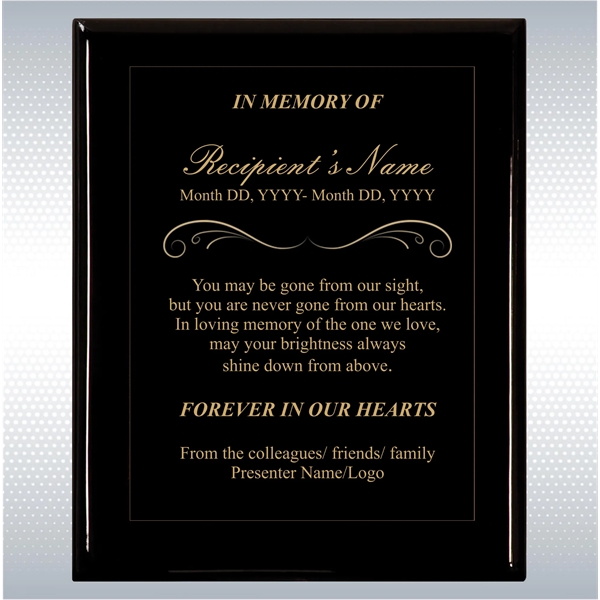 Black Piano Finish Wood Plaque Memorial Gift Award - Black Piano Finish Wood Plaque Memorial Gift Award - Image 7 of 19