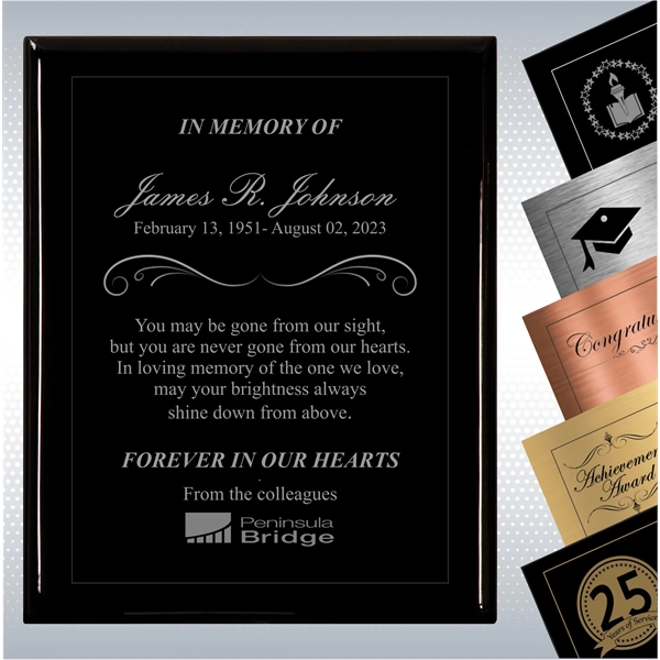 Black Piano Finish Wood Plaque Memorial Gift Award - Black Piano Finish Wood Plaque Memorial Gift Award - Image 8 of 19