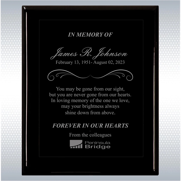 Black Piano Finish Wood Plaque Memorial Gift Award - Black Piano Finish Wood Plaque Memorial Gift Award - Image 9 of 19