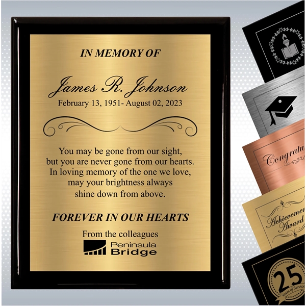 Black Piano Finish Wood Plaque Memorial Gift Award - Black Piano Finish Wood Plaque Memorial Gift Award - Image 12 of 19