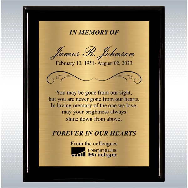 Black Piano Finish Wood Plaque Memorial Gift Award - Black Piano Finish Wood Plaque Memorial Gift Award - Image 13 of 19