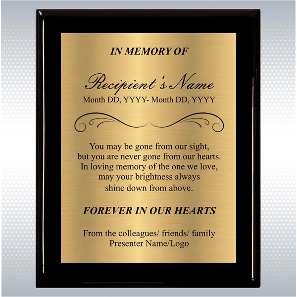 Black Piano Finish Wood Plaque Memorial Gift Award - Black Piano Finish Wood Plaque Memorial Gift Award - Image 15 of 19