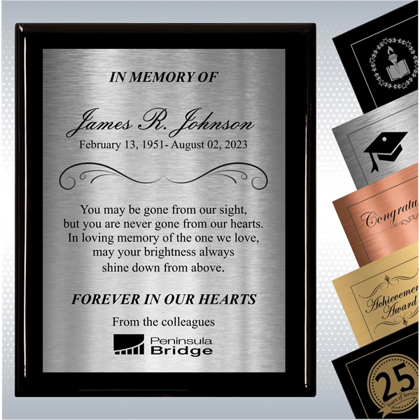 Black Piano Finish Wood Plaque Memorial Gift Award - Black Piano Finish Wood Plaque Memorial Gift Award - Image 16 of 19