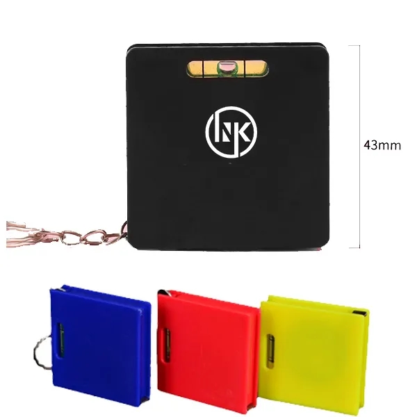 Square Tape Measure w/Level & Key Chain - Square Tape Measure w/Level & Key Chain - Image 0 of 3