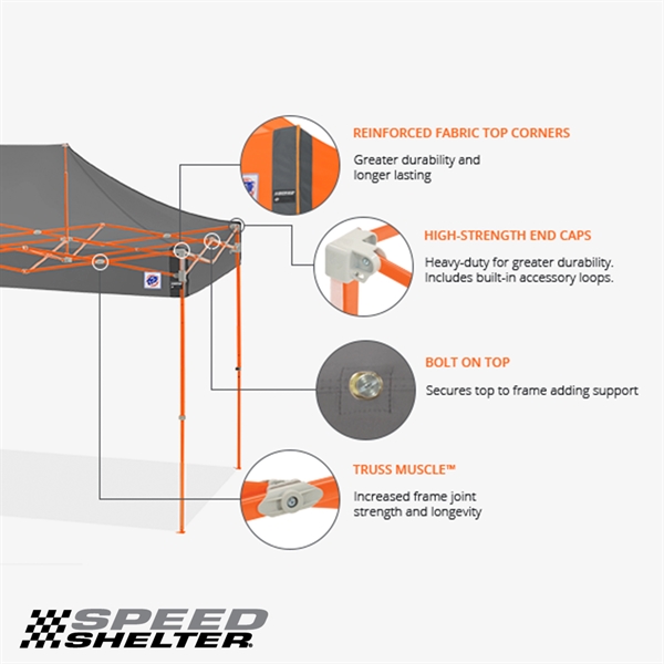 Speed Shelter®, 8' x 12' Steel Frame - Fusion Print - Speed Shelter®, 8' x 12' Steel Frame - Fusion Print - Image 4 of 5