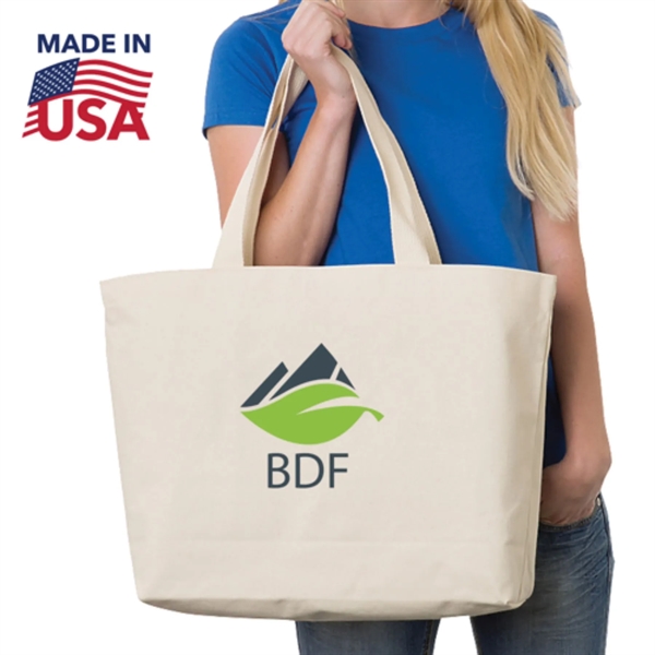 100% USA-Made Cotton Canvas Jumbo Tote Bag W/ Bottom Gusset - 100% USA-Made Cotton Canvas Jumbo Tote Bag W/ Bottom Gusset - Image 0 of 3