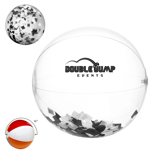 16" Black and White Confetti Beach Ball - 16" Black and White Confetti Beach Ball - Image 0 of 3