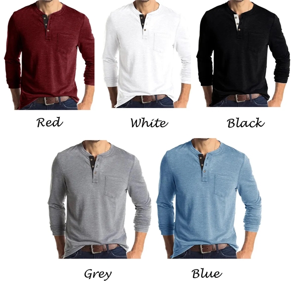 Mens Fashion Long Sleeve Button T-Shirt - Mens Fashion Long Sleeve Button T-Shirt - Image 2 of 4