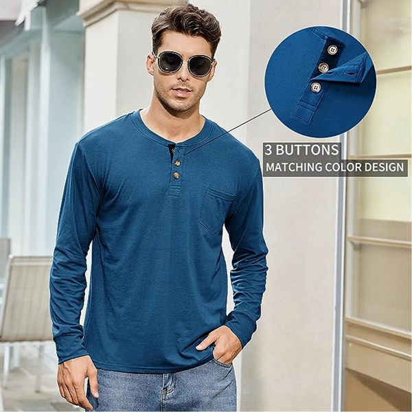 Mens Fashion Long Sleeve Button T-Shirt - Mens Fashion Long Sleeve Button T-Shirt - Image 4 of 4