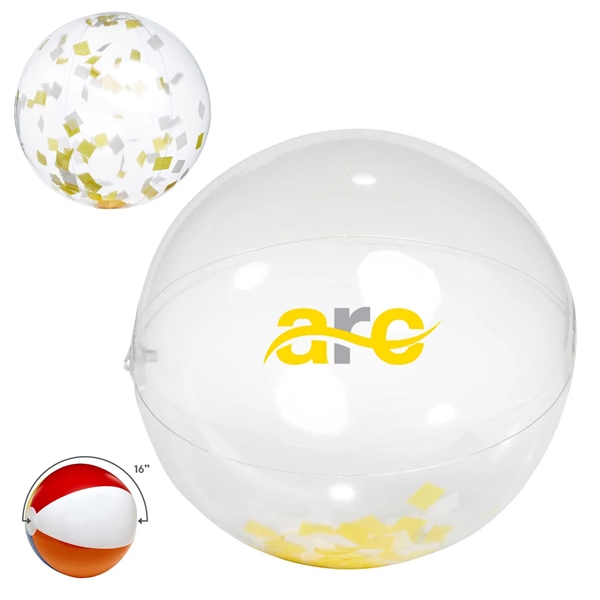 16" Yellow and White Confetti Beach Ball - 16" Yellow and White Confetti Beach Ball - Image 0 of 4
