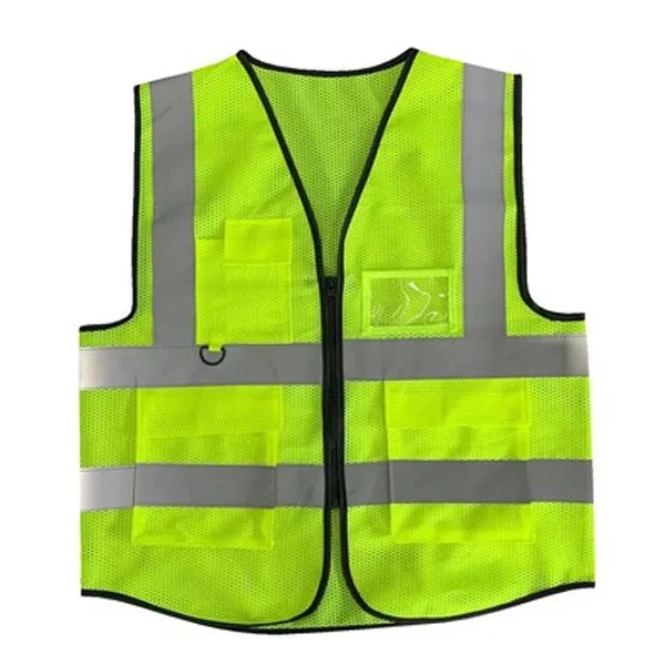 Breathable Mesh Fabric Safety Vest with Pockets and Zipper - Breathable Mesh Fabric Safety Vest with Pockets and Zipper - Image 3 of 4