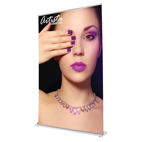 60" Silverstep Retractable Stand & 92" Fabric Banner - 60" Silverstep Retractable Stand & 92" Fabric Banner - Image 1 of 4