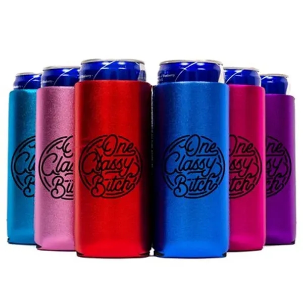 12 Oz. Screen Print Metallic Slim Seltzer Coolie - 12 Oz. Screen Print Metallic Slim Seltzer Coolie - Image 1 of 6