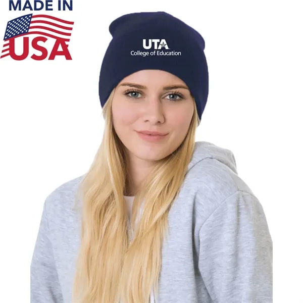 100% USA-Union Made 8" Headwear Acrylic Knit Beanie - 100% USA-Union Made 8" Headwear Acrylic Knit Beanie - Image 0 of 2