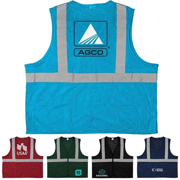 100% Polyester Premium Reflective Safety Vest - 100% Polyester Premium Reflective Safety Vest - Image 0 of 18