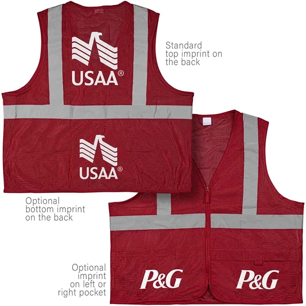 100% Polyester Premium Reflective Safety Vest - 100% Polyester Premium Reflective Safety Vest - Image 1 of 18