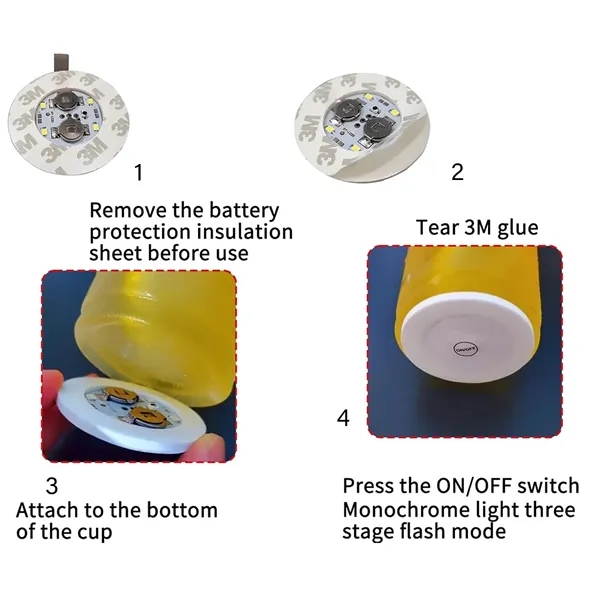 LED Coasters Light Sticker Waterproof Mat For Bottle Cup - LED Coasters Light Sticker Waterproof Mat For Bottle Cup - Image 4 of 6