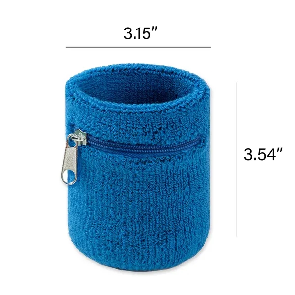 Cotton Sweatband Sport Elastic Wristband With Zipper Pocket - Cotton Sweatband Sport Elastic Wristband With Zipper Pocket - Image 1 of 9