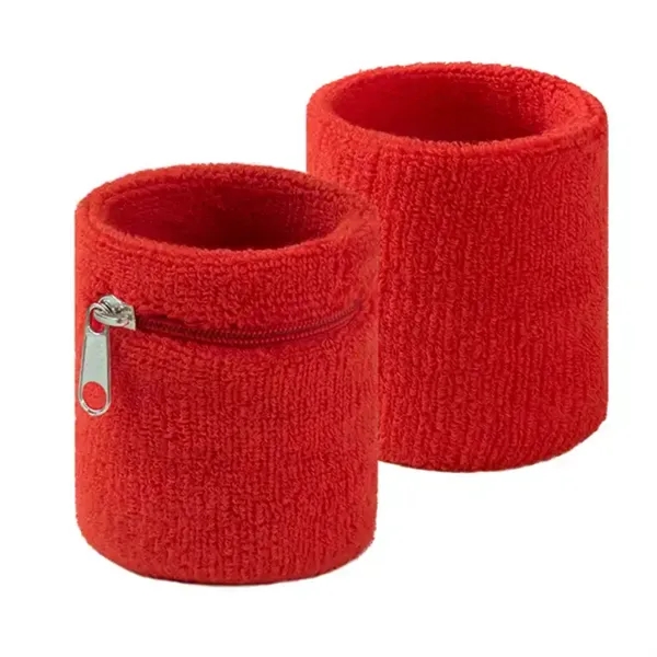 Cotton Sweatband Sport Elastic Wristband With Zipper Pocket - Cotton Sweatband Sport Elastic Wristband With Zipper Pocket - Image 9 of 9