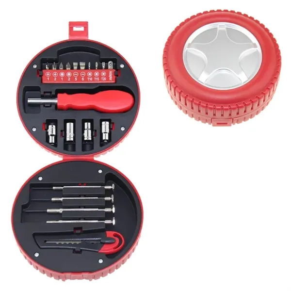 Home Repair Tool Kit Set With Car Wheel Shaped Carrying Case - Home Repair Tool Kit Set With Car Wheel Shaped Carrying Case - Image 2 of 4