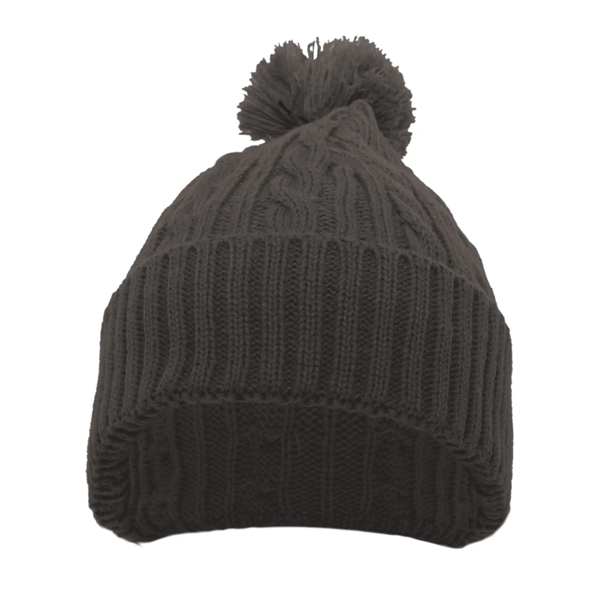 Pacific Headwear Cable Knit Pom-Pom Beanie - Pacific Headwear Cable Knit Pom-Pom Beanie - Image 2 of 19