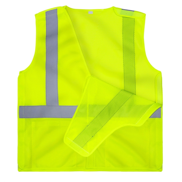 ANSI Class 2 Safety Green Deluxe 5 Point Break-Away Vest - ANSI Class 2 Safety Green Deluxe 5 Point Break-Away Vest - Image 1 of 2