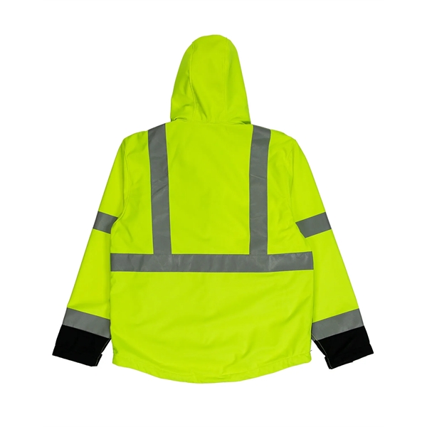 Berne Men's Tall Hi-Vis Class 3 Hooded Softshell Jacket - Berne Men's Tall Hi-Vis Class 3 Hooded Softshell Jacket - Image 5 of 6