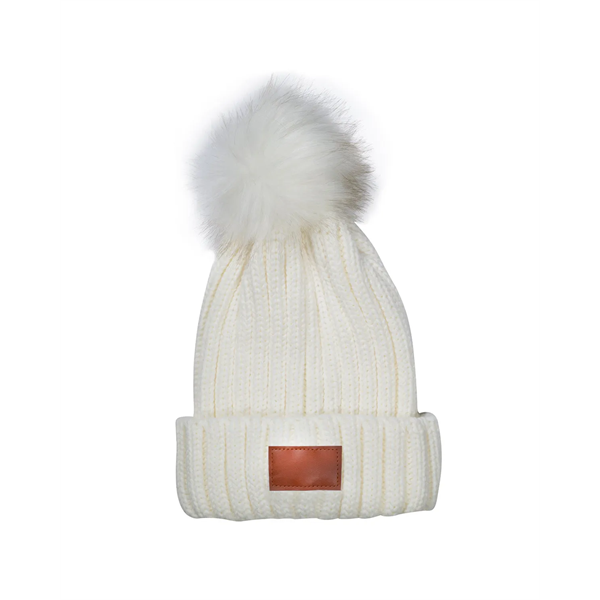 Leeman Knit Beanie With Fur Pom Pom - Leeman Knit Beanie With Fur Pom Pom - Image 7 of 7