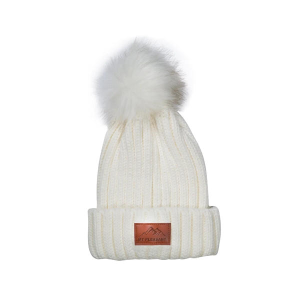 Leeman Knit Beanie With Fur Pom Pom - Leeman Knit Beanie With Fur Pom Pom - Image 6 of 7