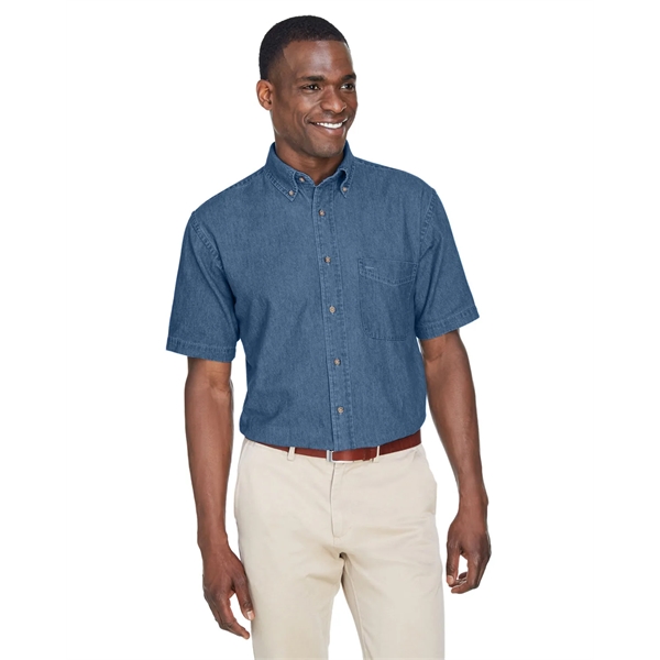 Harriton Men's Short-Sleeve Denim Shirt - Harriton Men's Short-Sleeve Denim Shirt - Image 11 of 15