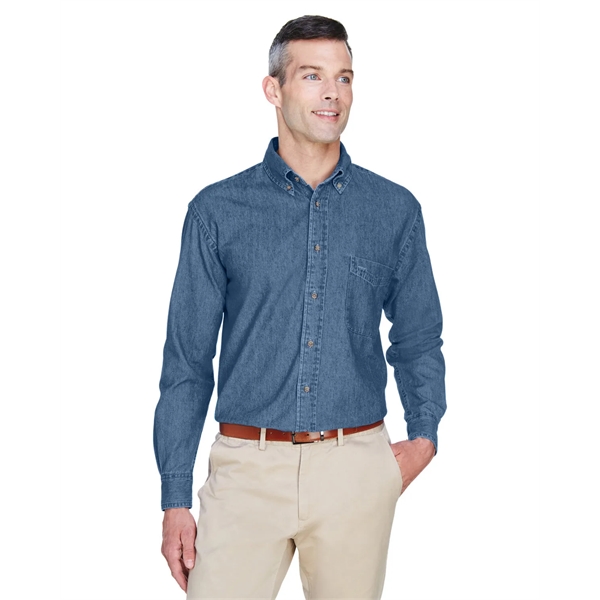 Harriton Men's Tall Long-Sleeve Denim Shirt - Harriton Men's Tall Long-Sleeve Denim Shirt - Image 13 of 22