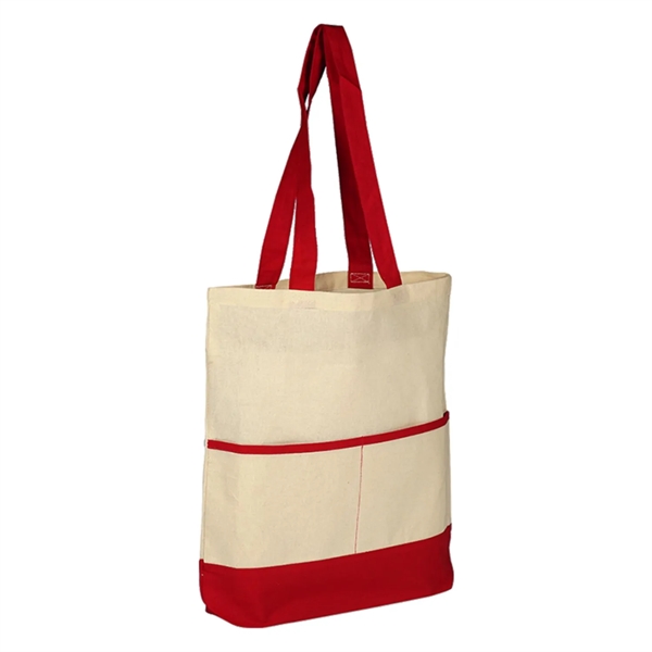 100% Cotton Canvas Sheeting Color Accent Tote Bag W/ Pocket - 100% Cotton Canvas Sheeting Color Accent Tote Bag W/ Pocket - Image 5 of 6
