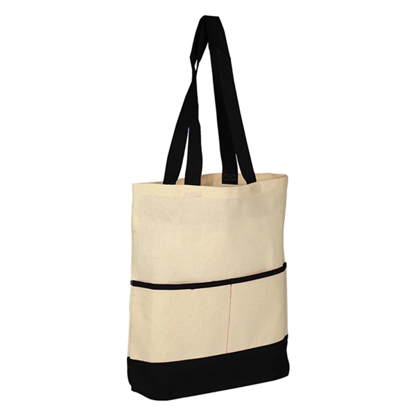 100% Cotton Canvas Sheeting Color Accent Tote Bag W/ Pocket - 100% Cotton Canvas Sheeting Color Accent Tote Bag W/ Pocket - Image 2 of 6