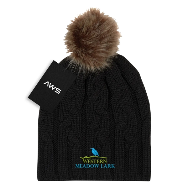 AWS Cameron Cable Knit Pom Beanie - AWS Cameron Cable Knit Pom Beanie - Image 1 of 3