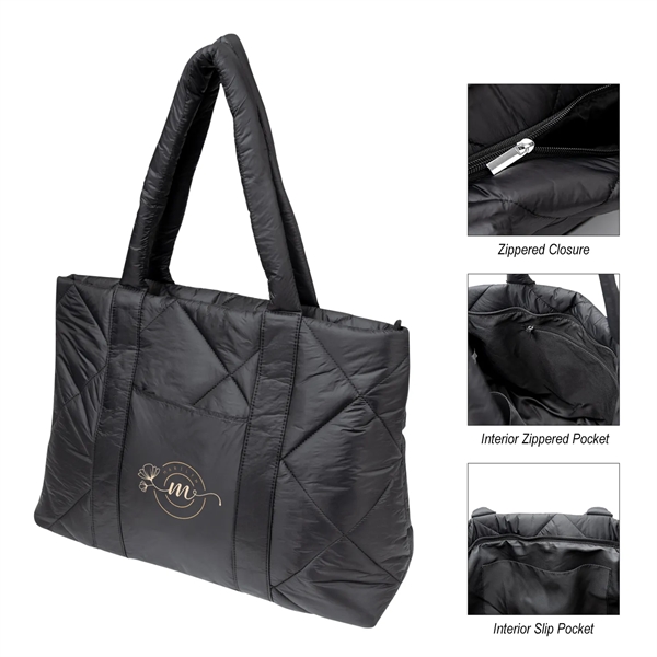 Luxe Quilted Puffer Tote Bag - Luxe Quilted Puffer Tote Bag - Image 1 of 3