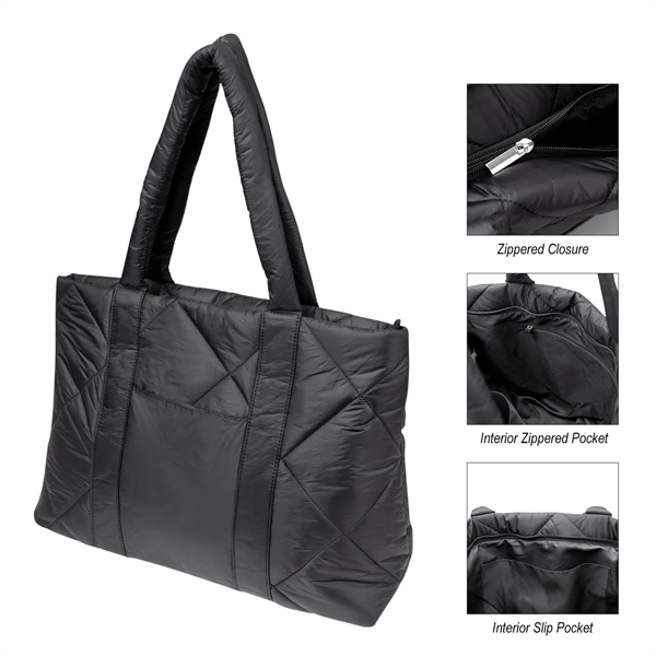 Luxe Quilted Puffer Tote Bag - Luxe Quilted Puffer Tote Bag - Image 2 of 3