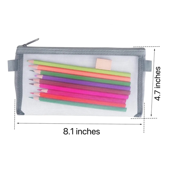Transparent Mesh Pencil Case with Zipper - Transparent Mesh Pencil Case with Zipper - Image 1 of 9