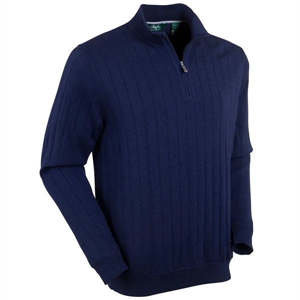Bobby Jones Signature Merino 1/4 Zip Mock Neck Wind Sweater - Bobby Jones Signature Merino 1/4 Zip Mock Neck Wind Sweater - Image 3 of 4