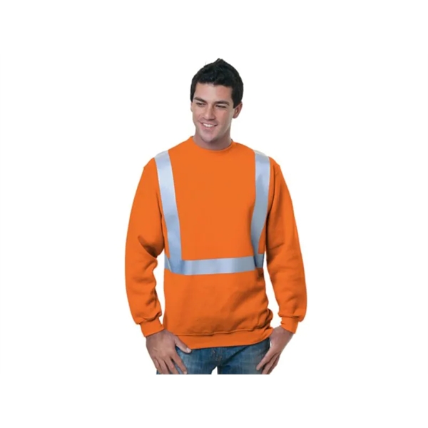 Hi Vis 100% USA-Made Pre-Shrunk Class 2 Safety Sweatshirt - Hi Vis 100% USA-Made Pre-Shrunk Class 2 Safety Sweatshirt - Image 1 of 2