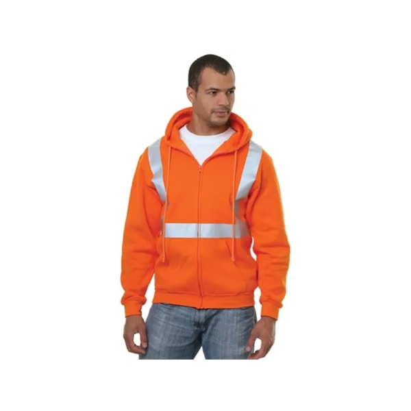 Hi Vis 100% USA-Made Pre-Shrunk Class 2 Safety Zip Hoodie - Hi Vis 100% USA-Made Pre-Shrunk Class 2 Safety Zip Hoodie - Image 1 of 2